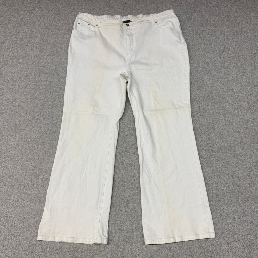 Terry Lewis Classic Luxuries Denim Pants 20W White Stretch Elastic Waist Jeans